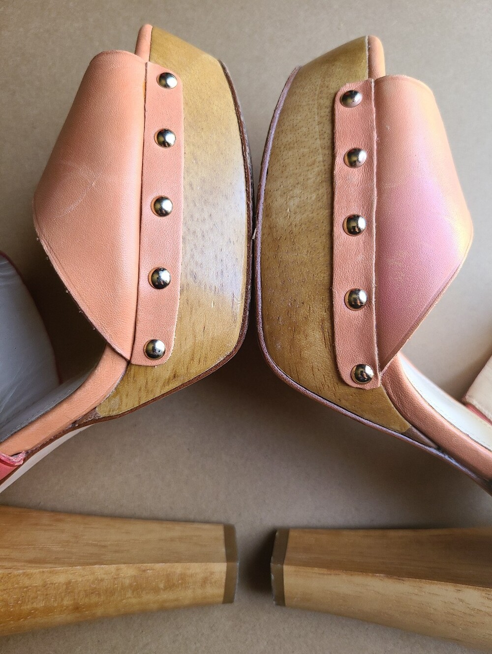 Coach Darcey Vachetta Platform Wood Heel Sandal (Pink/Coral) - Picture 14 of 16